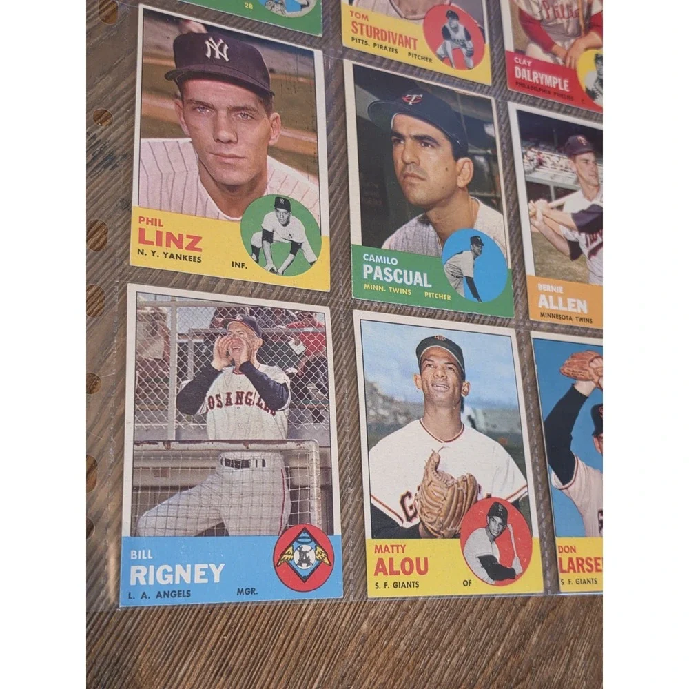 Vintage 1963 Topps Baseball Cards Sheet Of 9